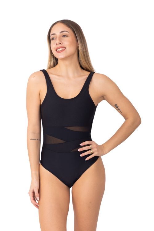 Entera Vedetina con Detalles de Tul Foxy Negro
